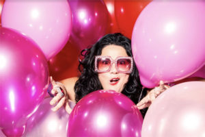 Ashley Longshore in pink balloons